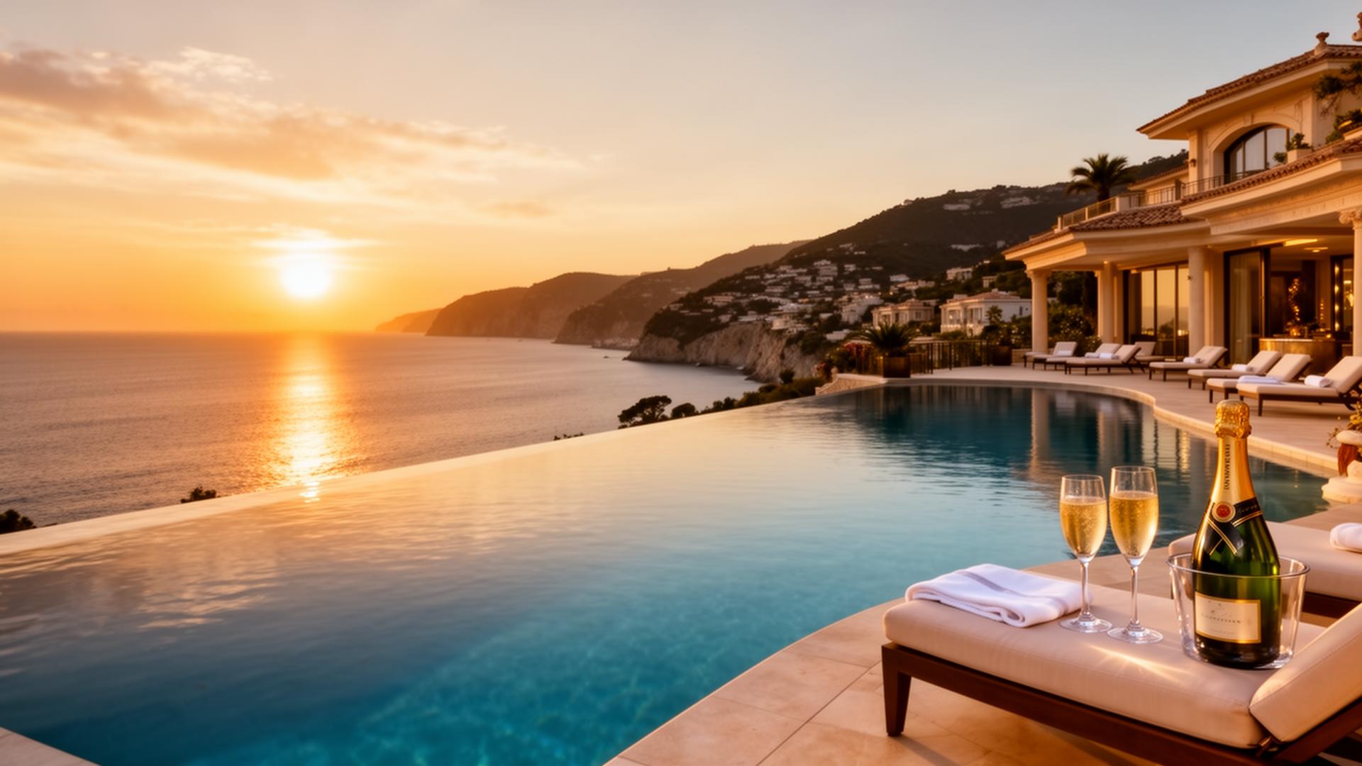 Luxury villa with infinity pool overlooking the coast
