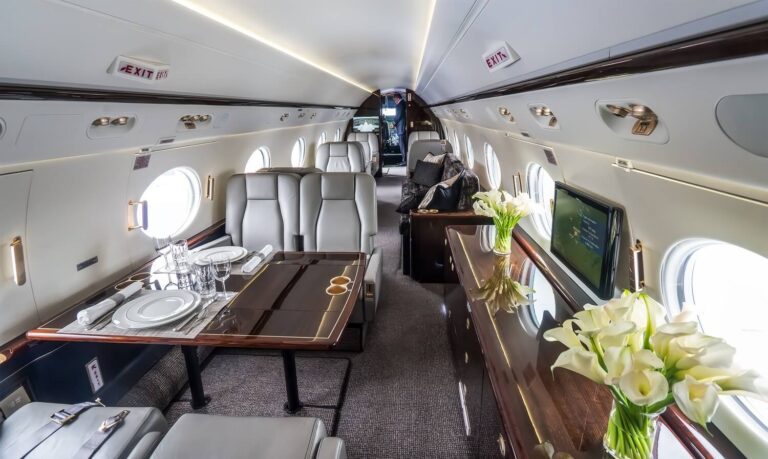 luxury interior in the modern private business jet