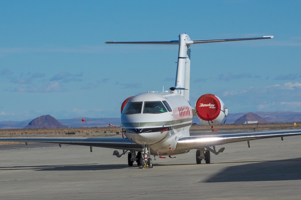Hawker 4000 shown parked at the Mojave Air and Space Port