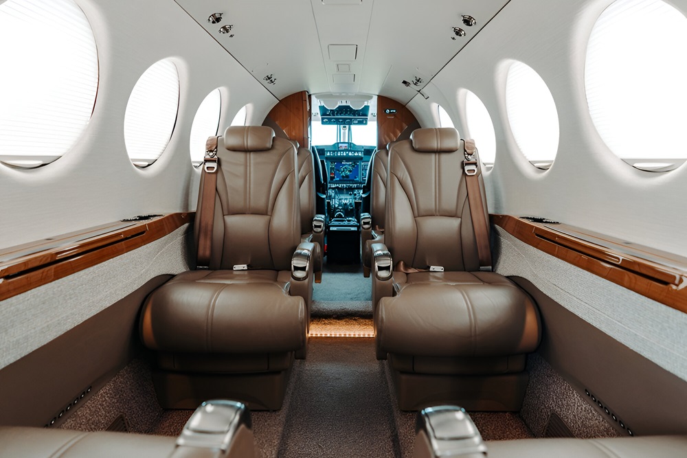 King Air 200 brown interior