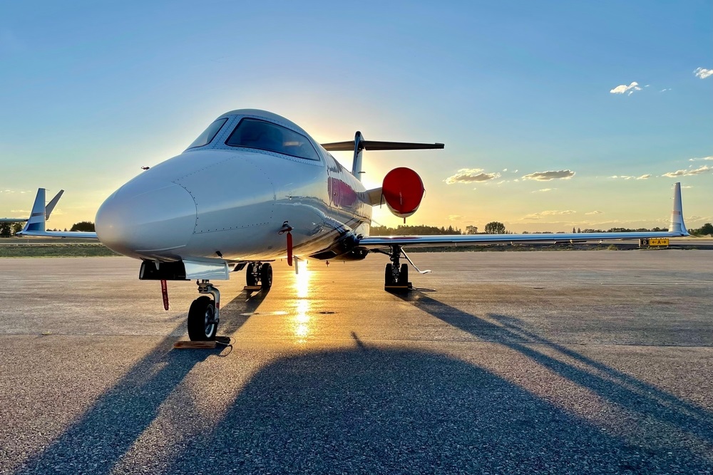 Learjet 40 parked at Idaho Falls Regional Airport