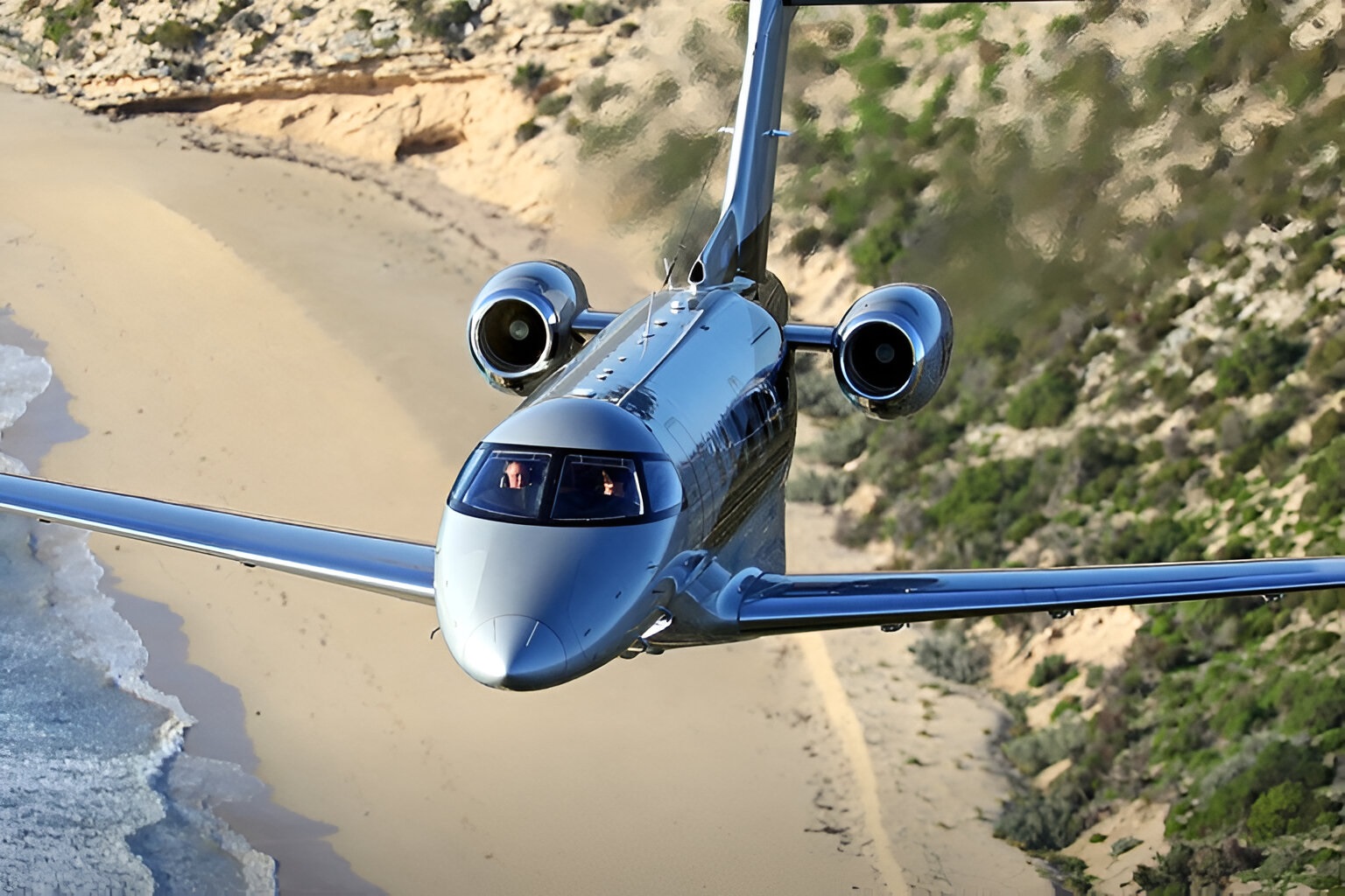 Pilatus PC 24 over the sea shore