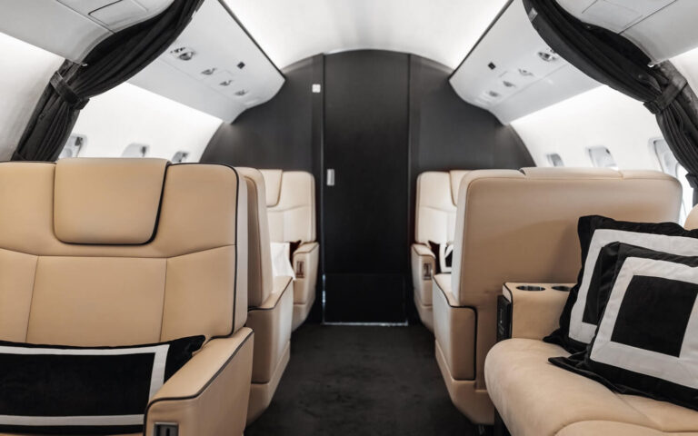 beautiful interior of a private jet