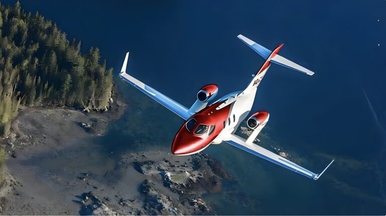 private plane flying on the ocean and forest