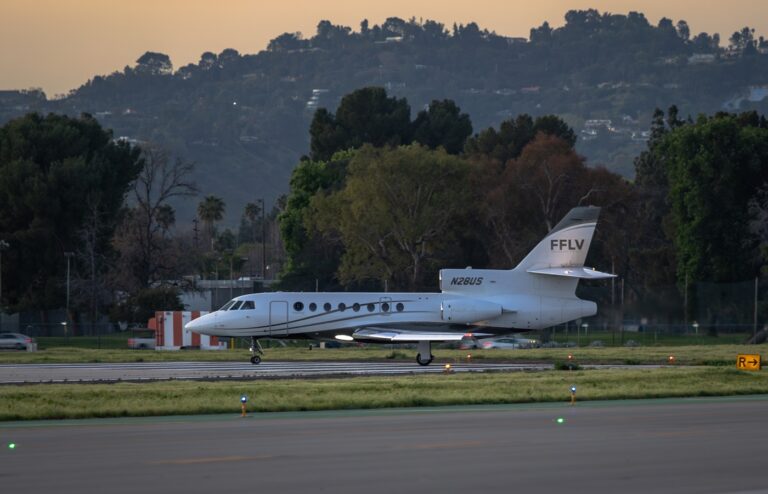 Dassault Falcon 50 taxing onto the runway for departure