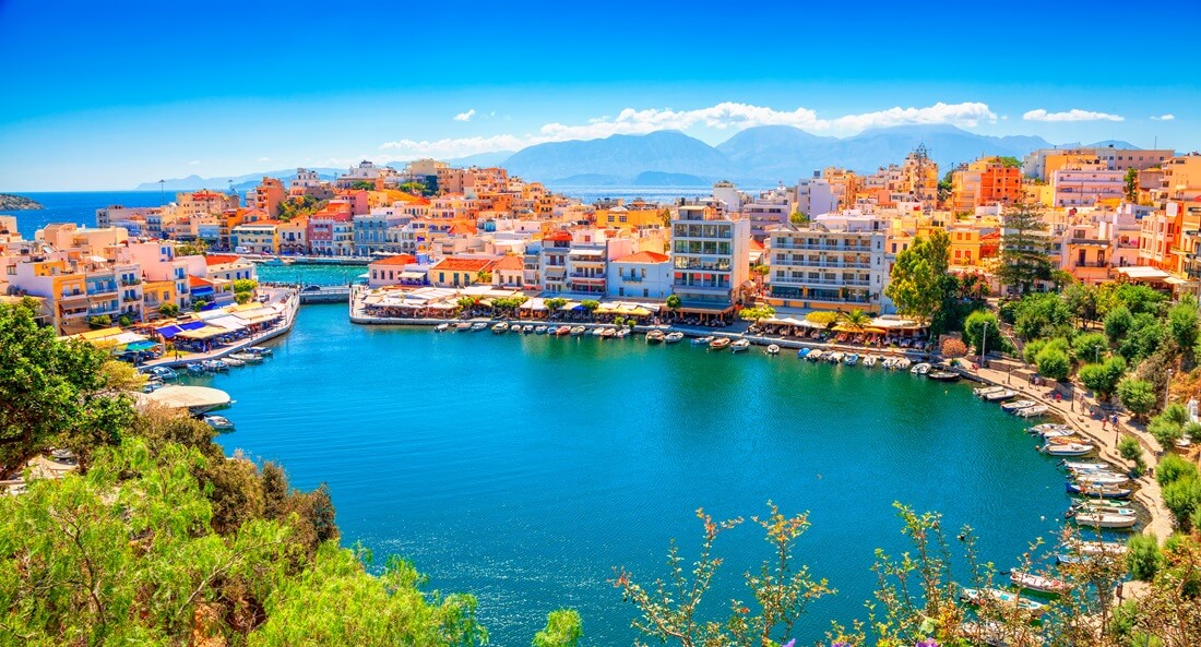 Aerial view of Agios Nikolaos, Crete, Greece