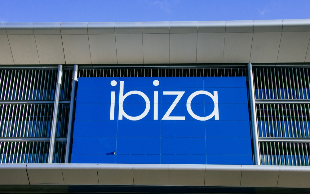 Ibiza international airport plateaux with extremely dramatic baclight, Ibiza, balearic island
