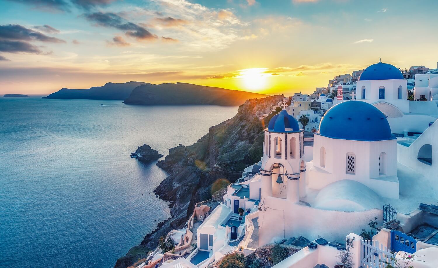 beautiful view of Churches in Oia village