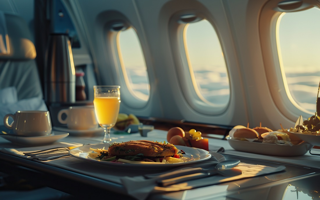 flight meal of the private jet airplane