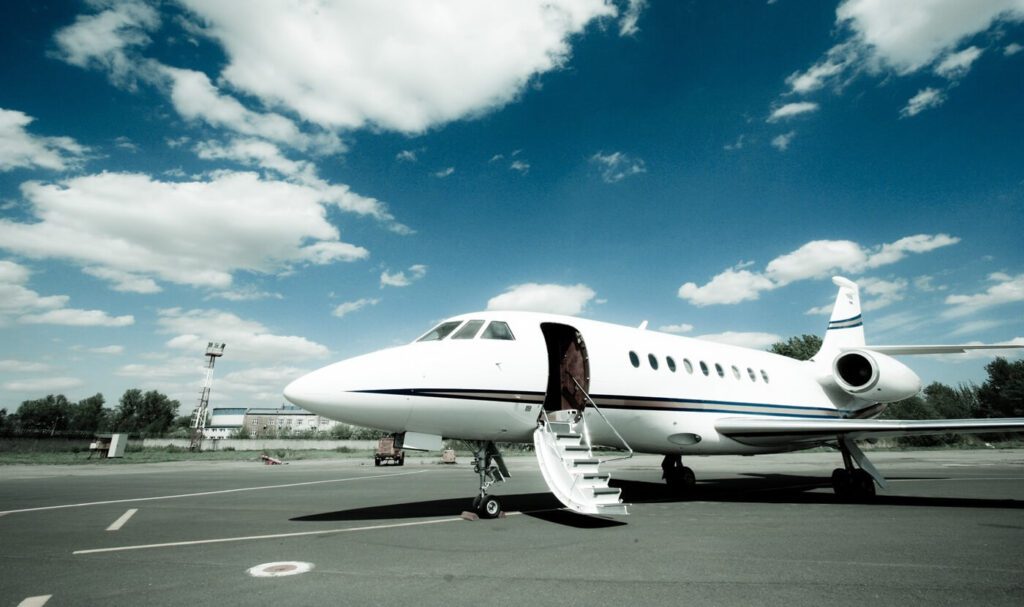 Business jet is waiting for passengers and ready to go