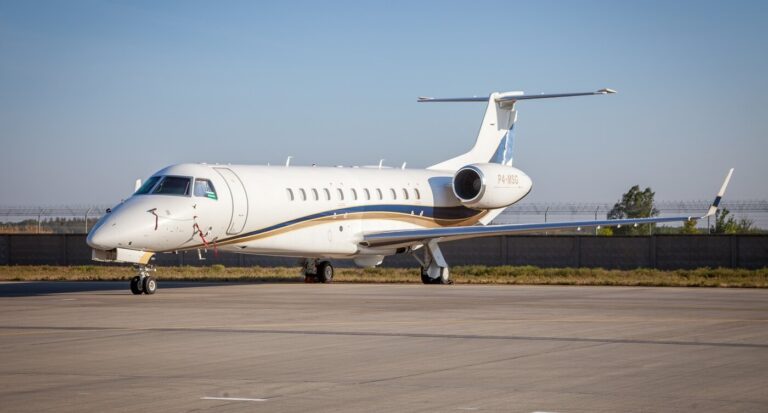 Embraer EMB-135BJ Legacy 600 (P4-MSG) at the airport runway