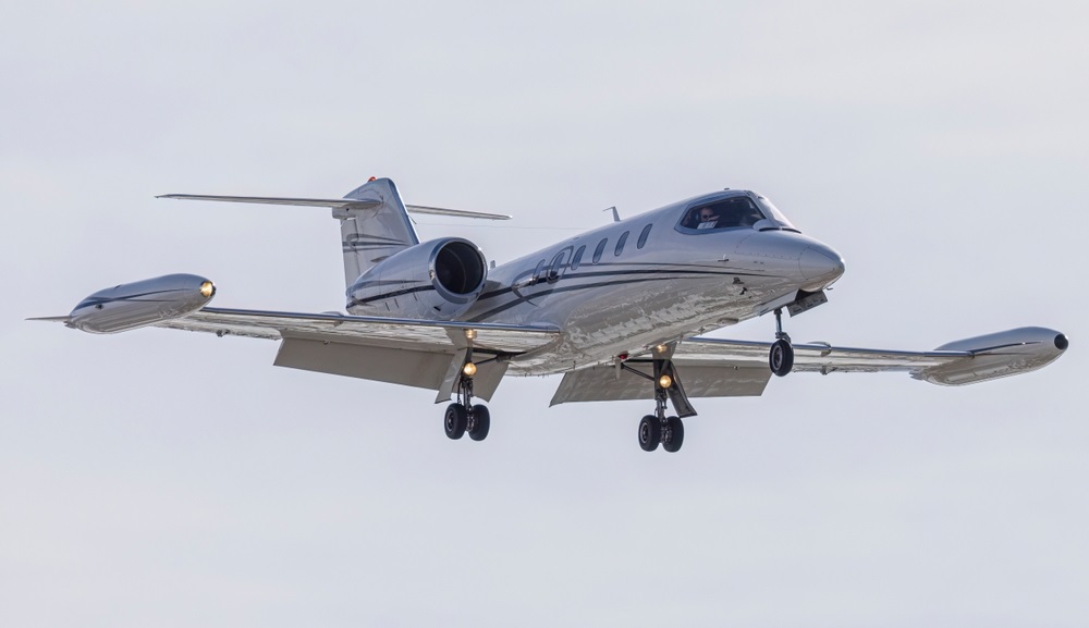 Learjet 35 comes in for a landing at the Centennial Airport