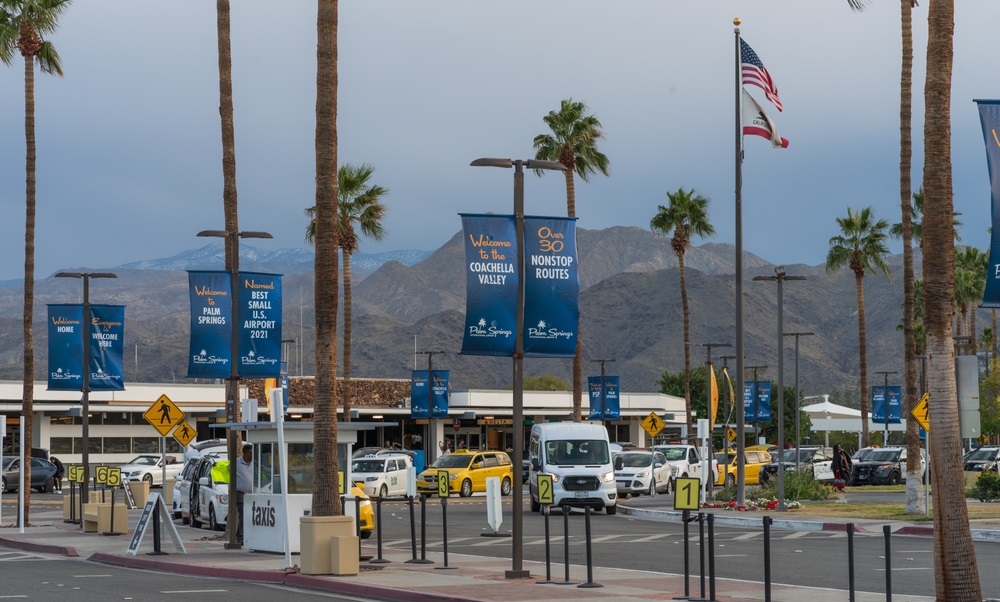 Palm Springs International Airport shown on a late afternoon