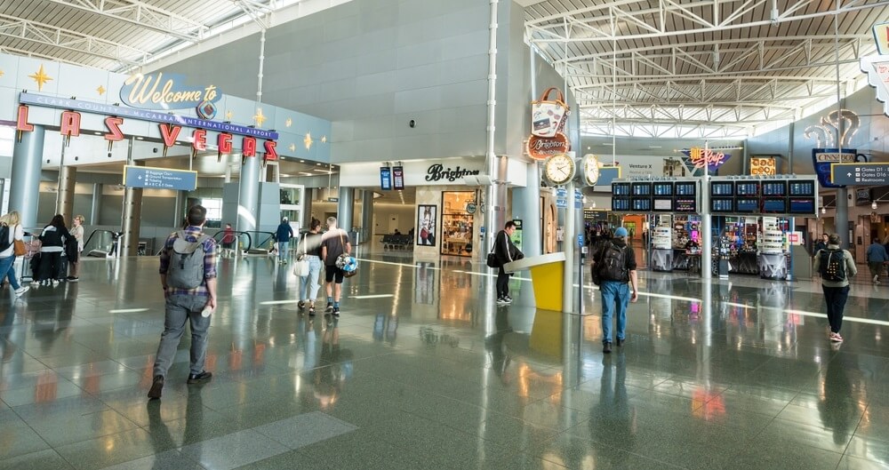 Slot machines inside Harry Reid International Airport