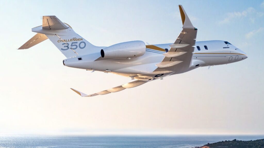 Bombardier Challenger 350 over the ocean