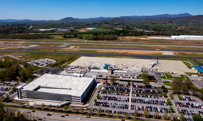 aerial picture of Asheville Airport in North Carolina, USA