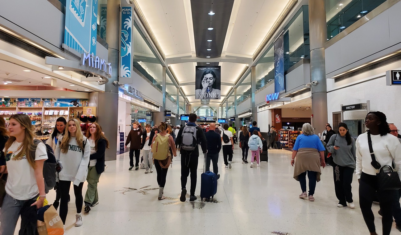 view inside of the terminal at Miami International Airport