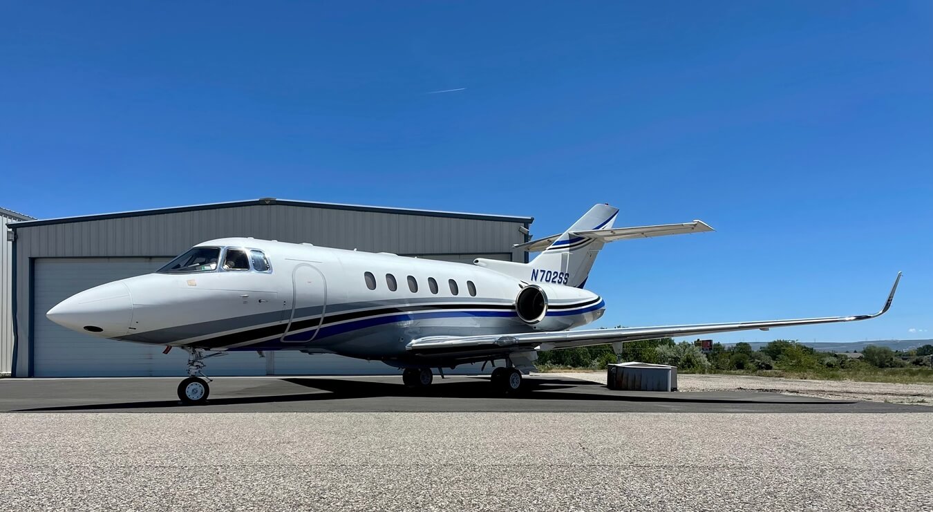 A Hawker 900XP parked at Idaho Falls Regional Airport