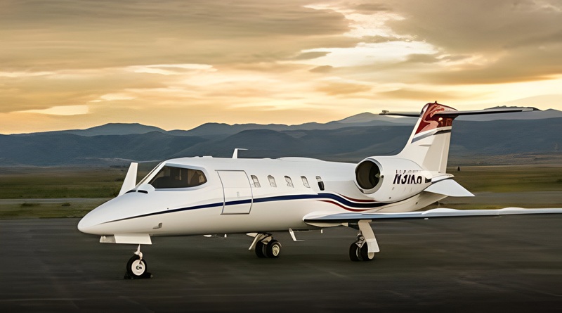 Learjet 31A during sunset