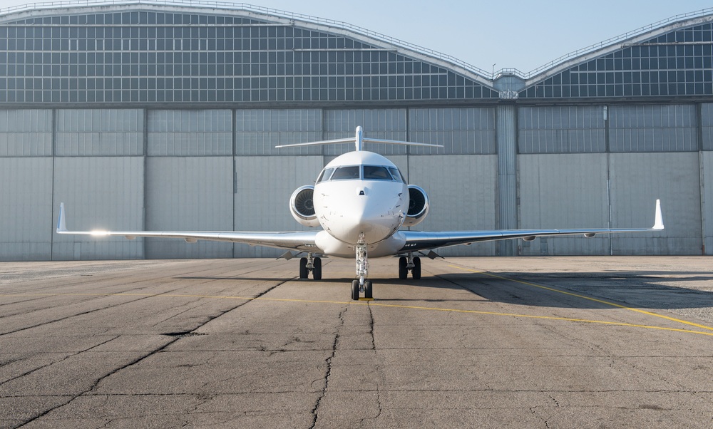 Business jet plane on the ground