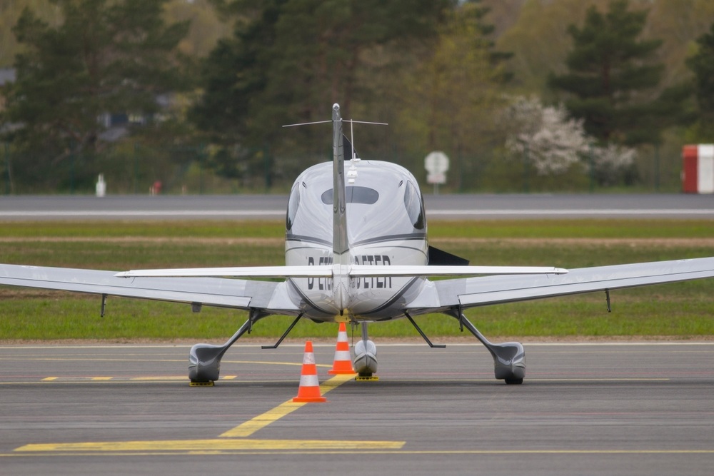 Private single engine plane Cirrus SR22 D-ETER. Cirrus Aircraft s a aircraft manufacturer that was founded in 1984