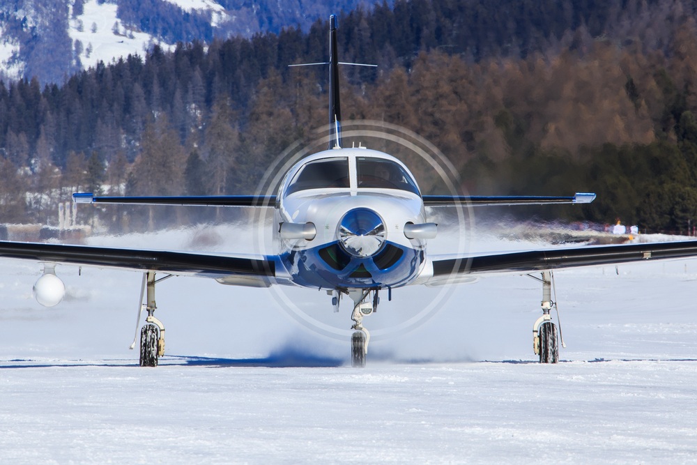 Private Piper Pa 46 at Engadin Airport in Samedan