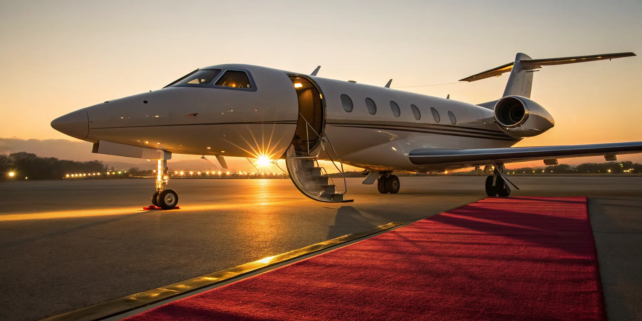 Charter plane awaiting passengers on tarmac.