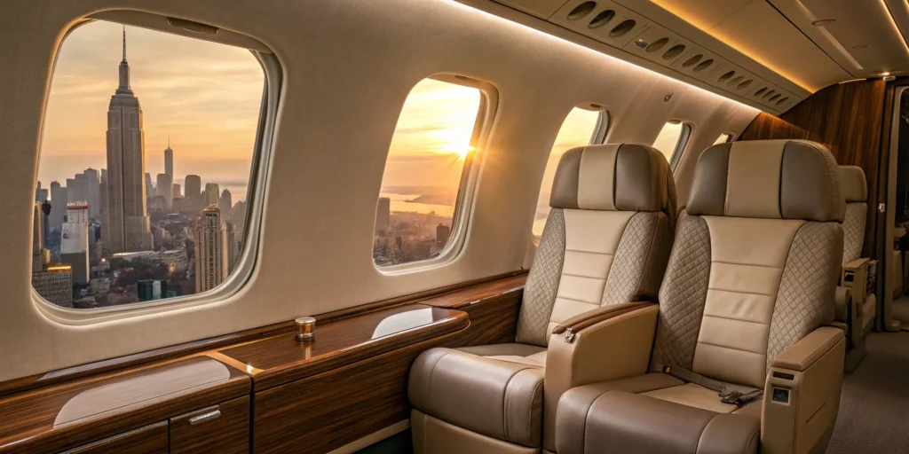Private jet to New York City.