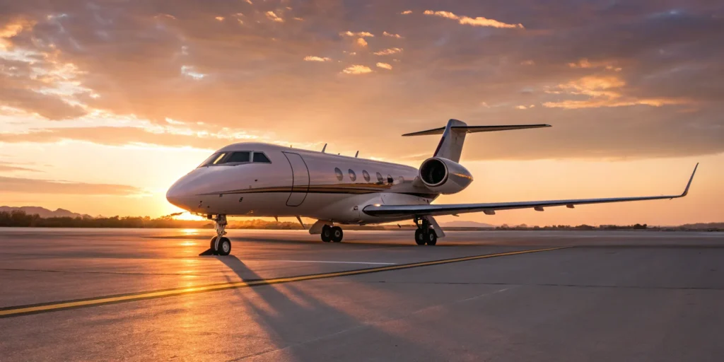 Private jet ready for takeoff.