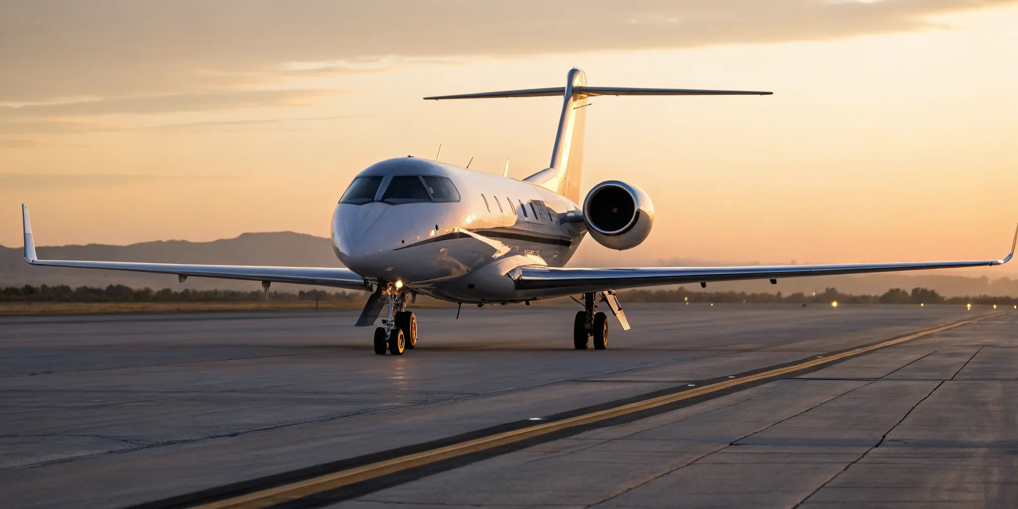Empty private plane on runway.