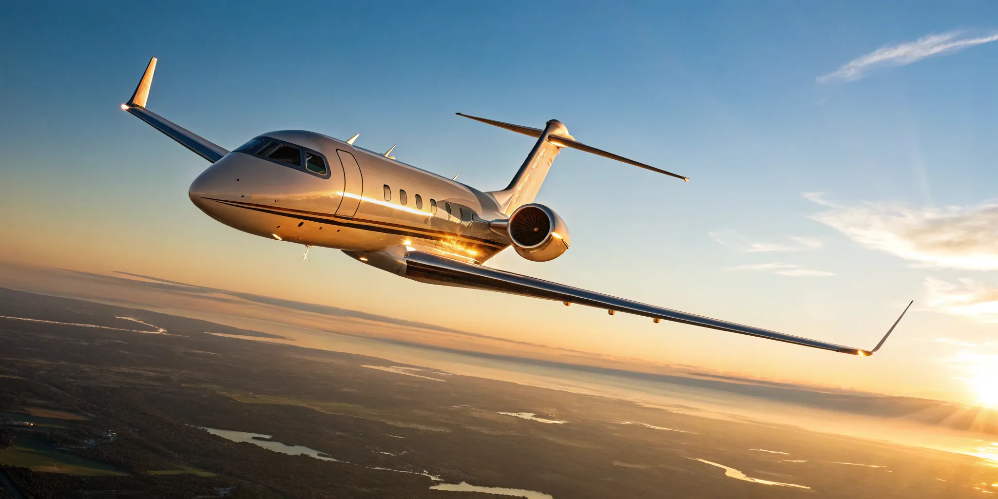 Empty leg private jet in flight.